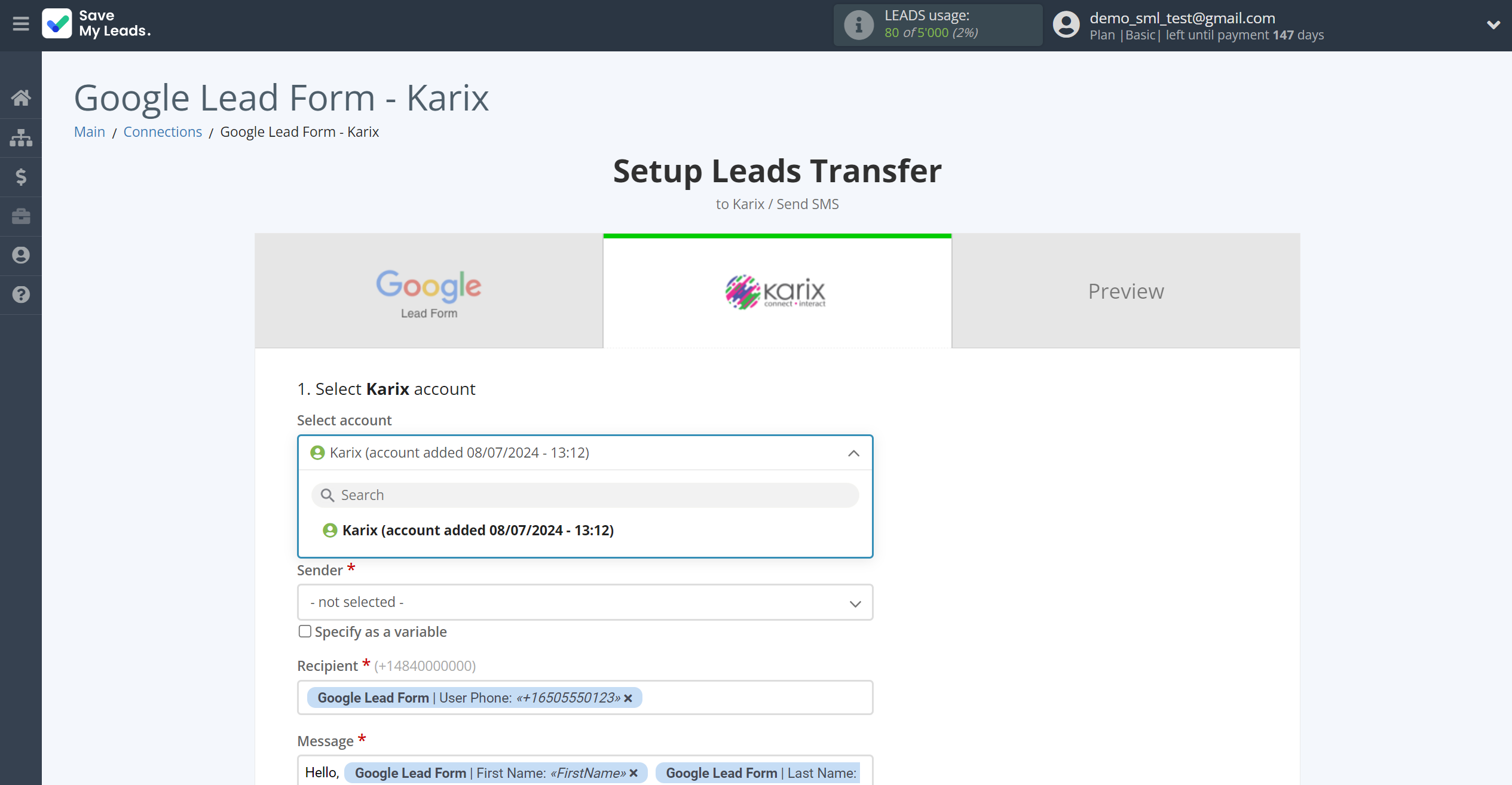 How to Connect Google Lead Form with Karix | Data Destination account selection How to Connect Google Lead Form with Karix | Data Destination account selection
