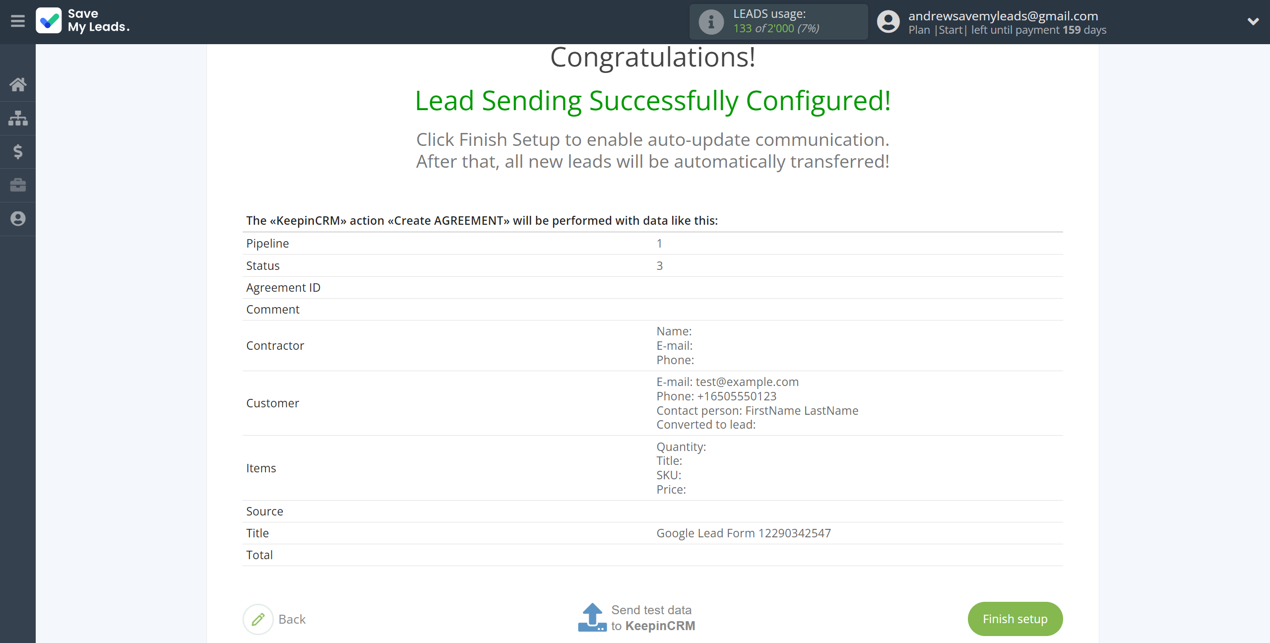 How to Connect Google Lead Form with KeepinCRM Create Agreement | Test data How to Connect Google Lead Form with KeepinCRM Create Agreement | Test data