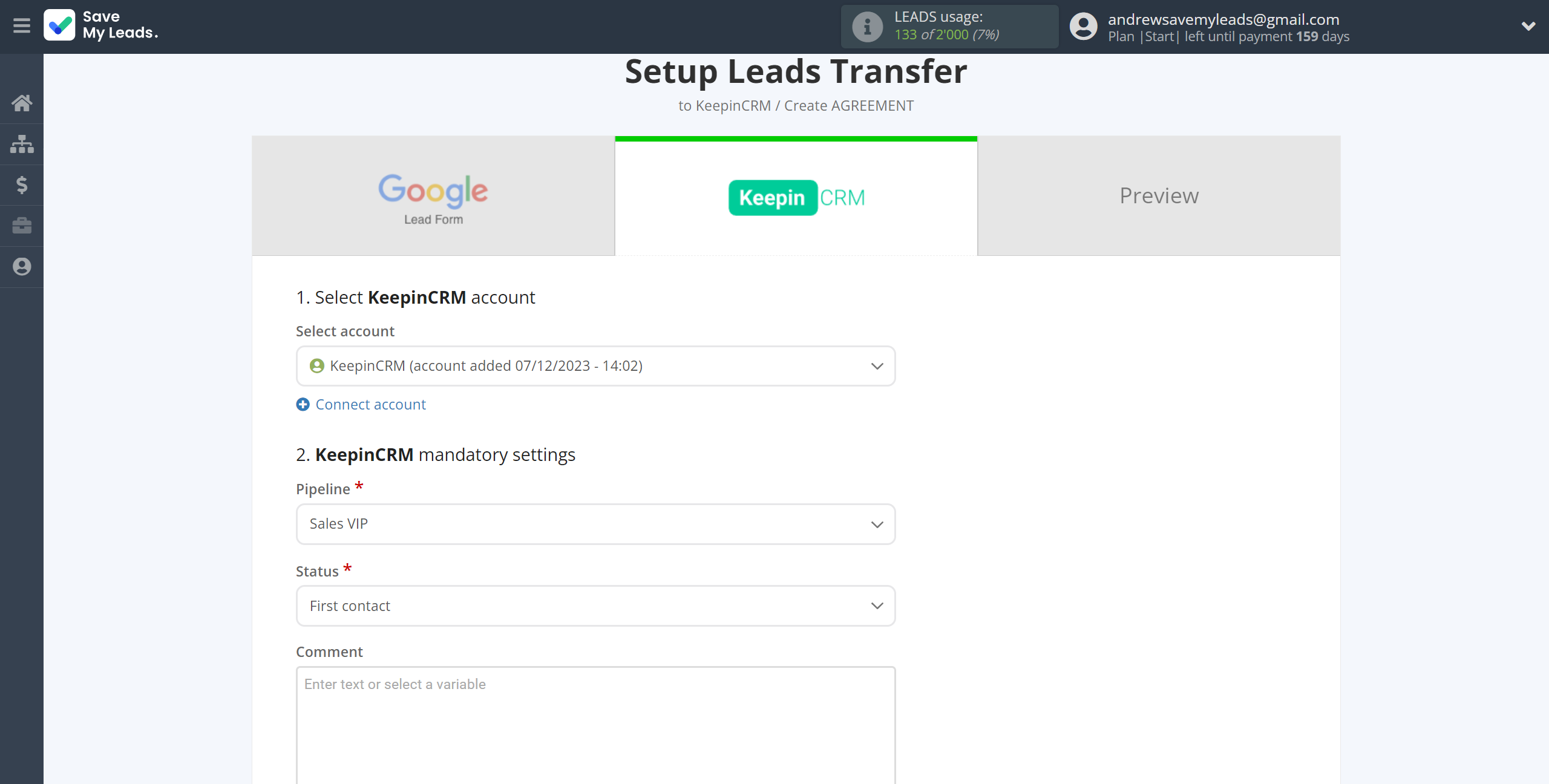 How to Connect Google Lead Form with KeepinCRM Create Agreement | Selecting Pipeline and Status How to Connect Google Lead Form with KeepinCRM Create Agreement | Selecting Pipeline and Status